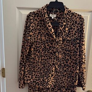 DKNY Leopard Print Pajama Set - Black and Brown
